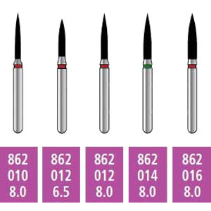 House Brand FG 862.014 Coarse, Flame, Single Use Diamond Bur, 10/Pk