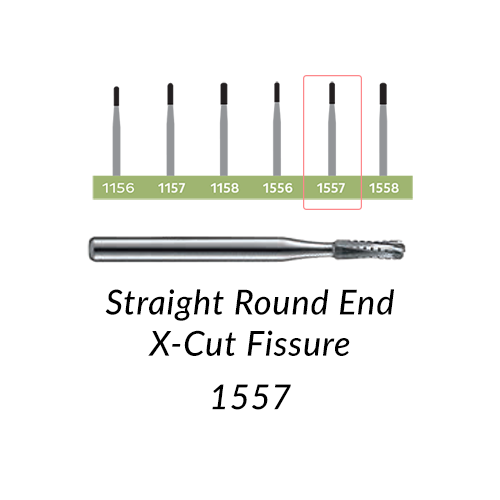 Carbide Burs. FG-1557 Straight Round End X-Cut Fissure. 10 pcs.