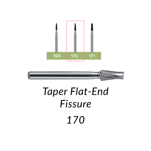 Carbide Burs. FG-170 Taper Flat-End Fissure. 10 pcs.