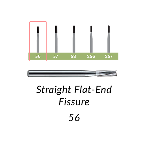Carbide Burs. FG-56 Straight Flat-End Fissure. 10 pcs.
