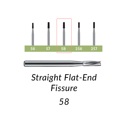 Carbide Burs. FG-58 Straight Flat-End Fissure. 10 pcs.