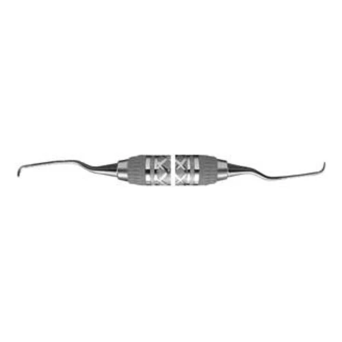 Mini Five #11/12 Rigid Gracey curette with #6 Satin Steel Handle