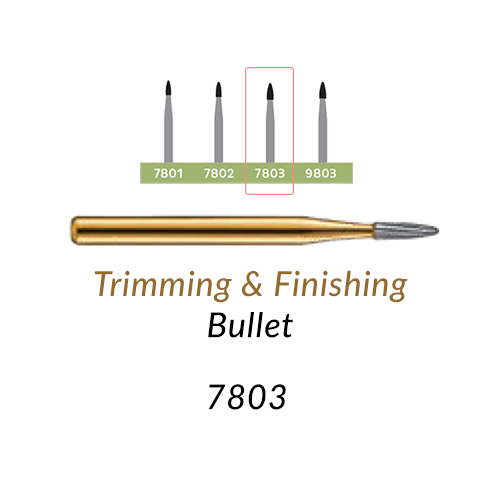 Carbide Burs. FG-7803 T&F 12-blades Bullet. 1 pc