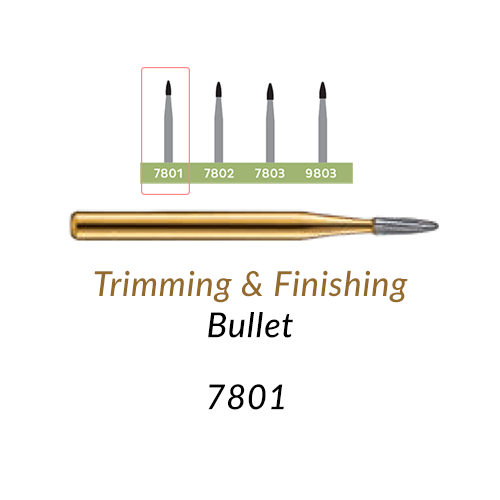 Carbide Burs. FG-7801 T&F 12-blades Bullet. 1 pc