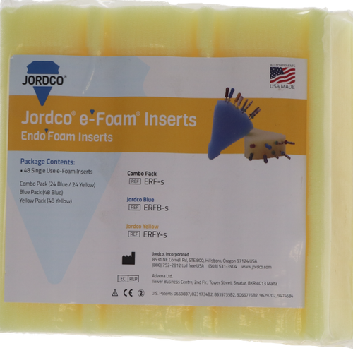 Endoring II Jordco Endoring e-Foam, YELLOW Foam Inserts, Package of 48