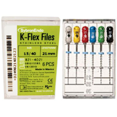 K-Flex Files 25mm, #15-40 Assorted, package of 6 files