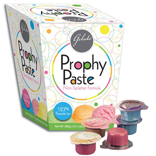 Gelato Prophy Paste - Medium grit, Mint. Non-Splatter 1.23% APF Prophy Paste