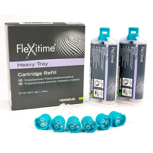 Flexitime Medium Flow - 2 x 50 ml Cartridges and Mixing Tips. Vinylpolysiloxane