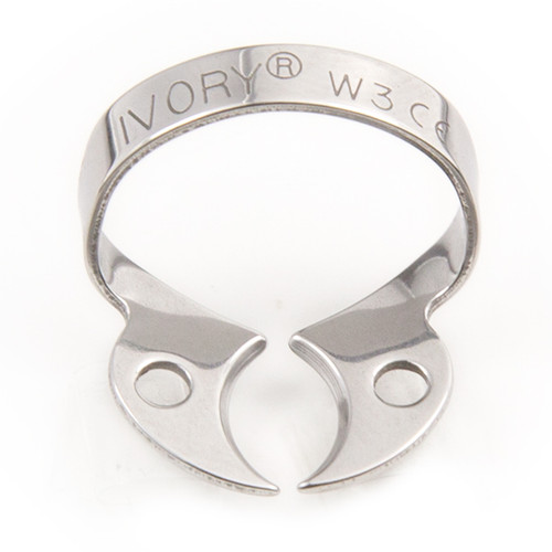 Ivory Clamps #W3 Wingless Flat Jawed for Small Molars Metal Rubber Dam Clamp