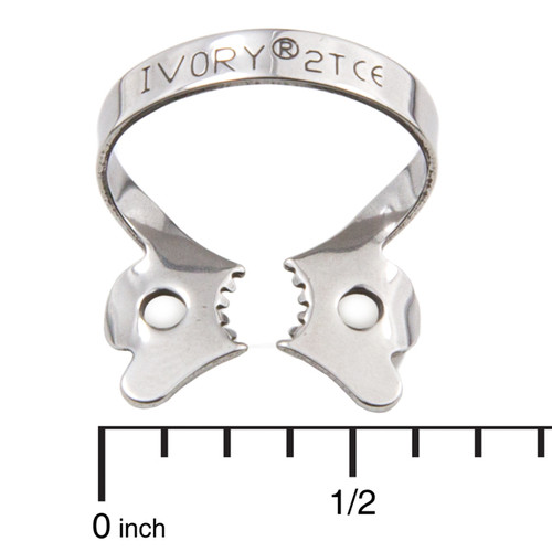 Ivory Clamps #2T winged metal rubber dam clamp, single clamp