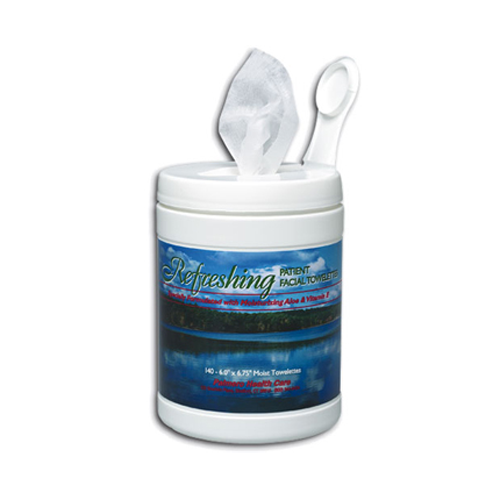 Palmero Refreshing Patient Facial Towelettes 6' x 6 3/4' 140/Can. Pre-saturated