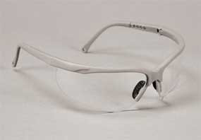 Sphere-X Wrap Eyewear - Platinum Frame / Clear Lens. Temples (arms) adjust to 4