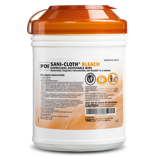 Sani-Cloth Bleach Germicidal Disposable Wipe, Clinical Size, 6' x 5', 160/Can