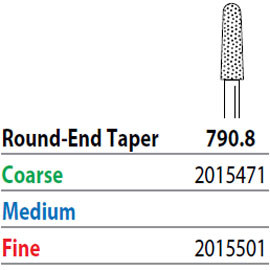 Two Striper FG 790.8 Fine Diamond Bur Round-End Taper. Pack of 5