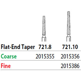 Two Striper FG 721.8 Coarse Diamond Burs, Flat-End Taper. Pack of 5