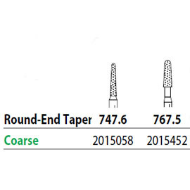 Two Striper FG 747.6 Coarse Diamond Bur Round-End Taper. Pack of 5