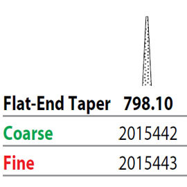Two Striper FG 798.10 Fine Diamond Burs, Flat-End Taper. Pack of 5