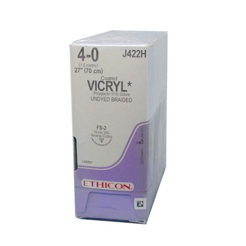 Ethicon Sutures. Vicryl. J422H 4-0 FS-2 27" 36/Box