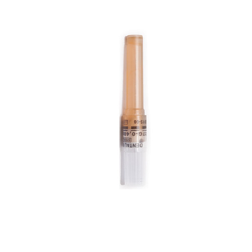 Quala 27 Gauge Short 1' Dental Needles, Orange, Pre-threaded plastic hub, Bevel