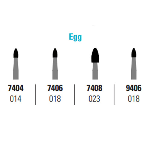 Quala FG #7408 12 blade Egg shaped T&F bur, Gold Plated, package of 10
