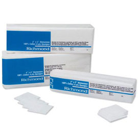 Richmond 2' x 2' Non-Woven Cotton Sponges 5000/Cs. 4-ply Non-Sterile, 100%