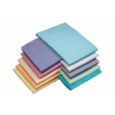 Safe-Dent Patient Bibs BLUE 13' x 18' 2-Ply Paper/1-Ply Poly 500/Cs. Plain