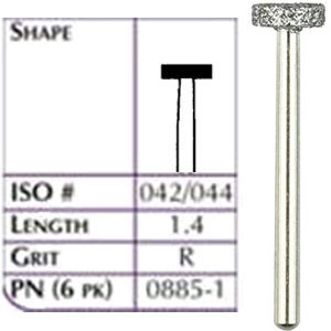 Robot Diamonds FG #885 Medium Grit, Wheel shaped Diamond Bur, 1/Pk