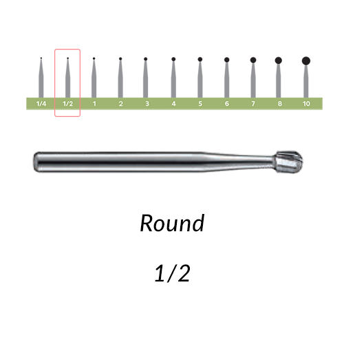 Carbide Burs. FG-1/2 OS Round. 10 pcs.