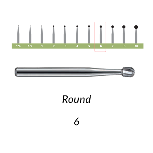 Carbide Burs. FG-6 OS Round. 10 pcs.