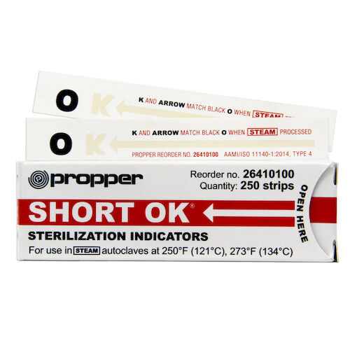 OK Steam Indicator Strips 4" Strips, 250/Box
