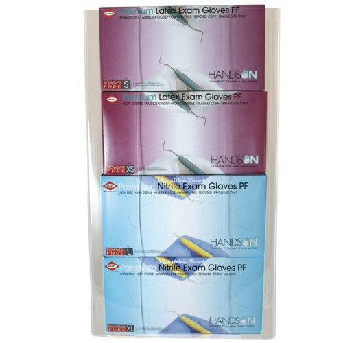 Acrylic Glove Box Dispensers, 11" W x 19.25" H x 3.5" D, Quadruple
