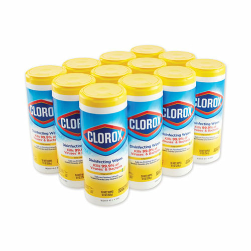 Case Of 12 Clorox Disinfecting Wipes Crisp Lemon 35/Can