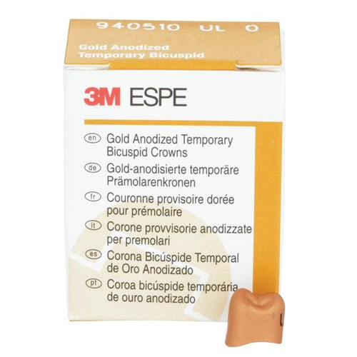 Unitek Gold Anodized Crowns Size 0 1st ULB Replacement Crowns 5/Box