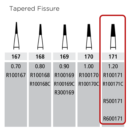 Alpen Carbide Bur 170-314-1.00-4.50 Tapered Fissure, 10 pcs