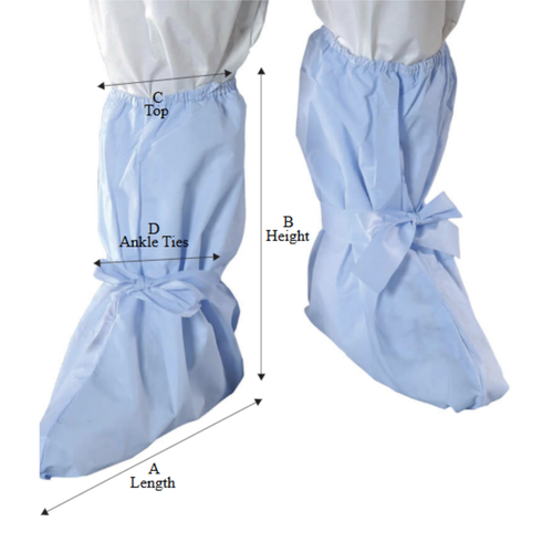 Critical Cover Ankle High Boot Covers, Sonic Welded Seams, Elastic Top, Ankle Ties, Blue, X-Large, 200/cs
