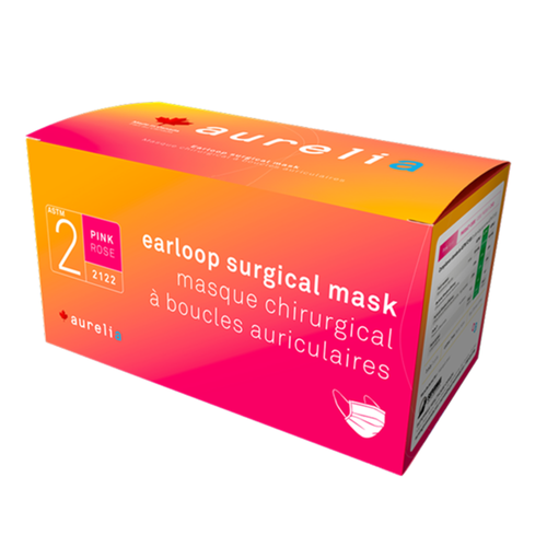Surgical Mask Pink ASTM Level 2 Made in Canada 50/Box