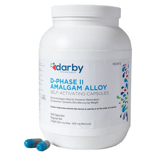 D-Phase II Amalgam Alloy, , Two Spill, 500/Pkg, Gray, Regular Set, 600mg