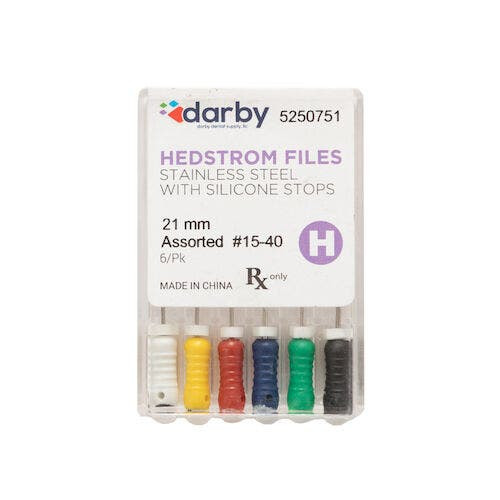 Hedstrom Files with Silicone Stops, 21mm, Assorted #15-40, 6/Pkg.