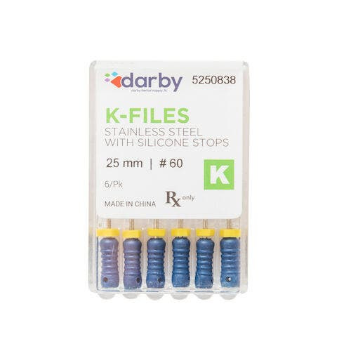 K-Type Files, 25mm, #60, 6/Pkg