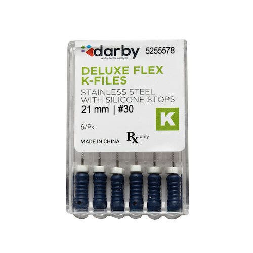 House Brand Deluxe Flex K Files, #30, 21mm, 6/Pkg
