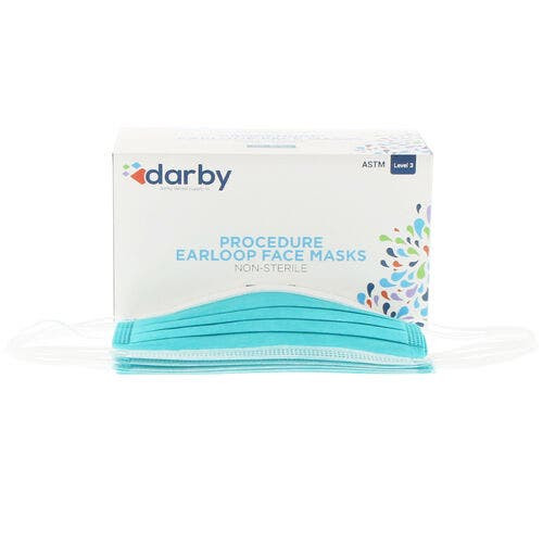 Procedure Earloop Masks ASTM Level 3, Teal, 50/Box