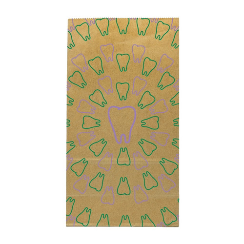 Kids Paper Bags Tooth Swirl Brown Lunch Bag 100/Box
