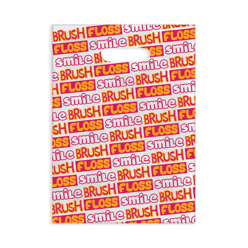 Plastic Bags Brush Floss Smile Block Letters Scatter 100/Box