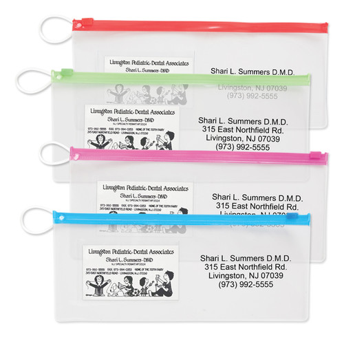 Plastic Bags Pouch With Business Card Slot - Assorted Colors 144/Box
