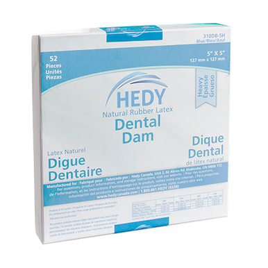Hedy Dental Dam, Blue, 5"x5", Thin, 52/Box