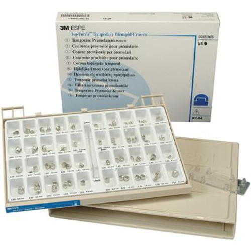 Iso-Form Assorted Bicuspid Tin-Silver Alloy Temporary Crowns, Kit of 64: 2