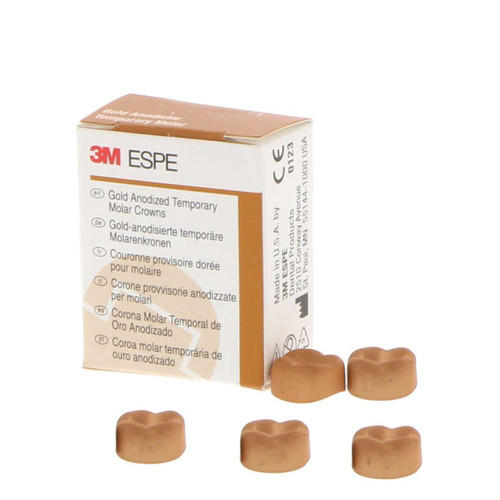 3M ESPE #3 Lower Left 1st Molar Gold Anodized Temporary Crown Form, Box of 5