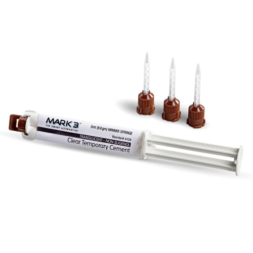 MARK3 Temporary Cement Clear NE - 5ml Automix Syringe, 10 Mixing Tips