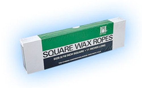Hygenic Wax Ropes - White Square 11' x 3/16', Box of 44