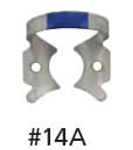 Hygenic Fiesta Color Coded Clamps. #14A (dark blue) winged metal dam clamp